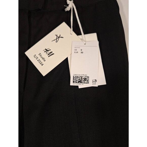H&M Studio S/S 24 Womens Tailored Viscose Slacks Black Size 0 NEW with tags - Picture 2 of 3